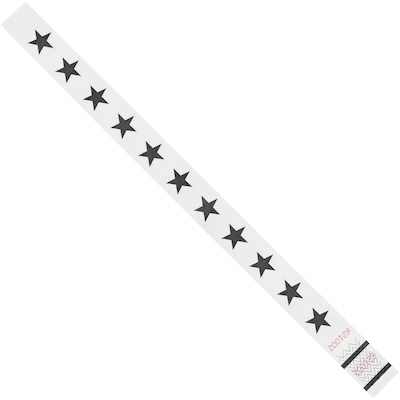 Tyvek® Wristbands, 3/4 x 10, White Stars, 500/Case (WR104WH)