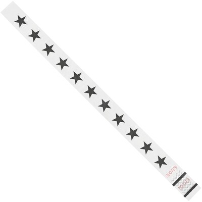 Tyvek® Wristbands, 3/4 x 10, White Stars, 500/Case (WR104WH)