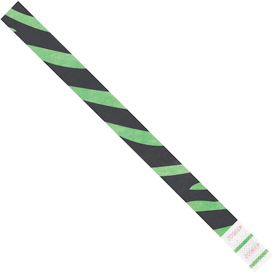 Tyvek® Wristbands, 3/4 x 10, Green Zebra Stripe, 500/Case (WR108GN)