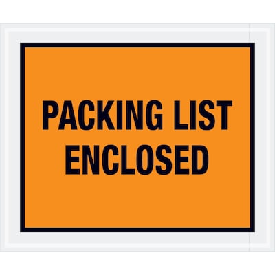 Tape Logic® Packing List Enclosed Envelopes, 10 x 12, Orange, 500/Case (PL429)