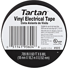 3M 1615 Electrical Tape, 6 Mil, 3/4 x 60, Black, 100/Case (T9641615)