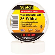 3M 35 Colored Electrical Tape, 7 Mil, 3/4 x 66, White, 100/Case (T964035W)