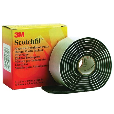 3M ScotchfilElectrical Putty, 125 Mil, 1 1/2 x 5, Black, 4/Case (T966SF4PK)
