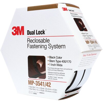3M MP3541/42 Dual LockMini Pack Fasteners, 1 x 15, Black, 5/Case (DK3M140)