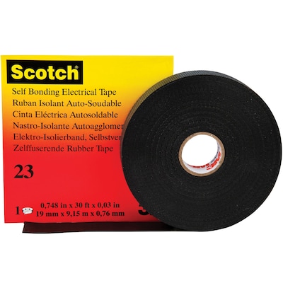 3M 23 Electrical Tape, 3/4 x 30, Black, 2/Case (T9640232PK)