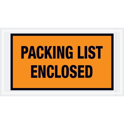 Tape Logic® Packing List Enclosed Envelopes, 5 1/2 x 10, Orange, 1000/Case (PL426)