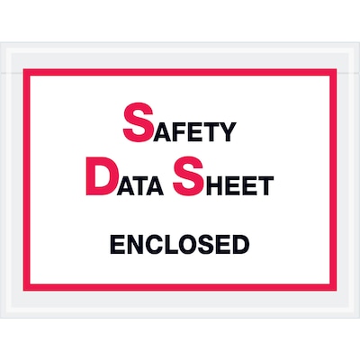 Tape Logic® SDS Envelopes, Safety Data Sheet Enclosed, 6 1/2 x 5, Printed Clear, 1000/Case (PL495)