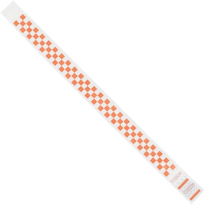 Tyvek® Wristbands, 3/4 x 10, Orange Checkerboard, 500/Case (WR103OR)
