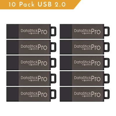 Centon Datastick Pro 64GB USB 2.0 Type A Flash Drive, Gray, 10/Pack (S1-U2P1-64G-10)