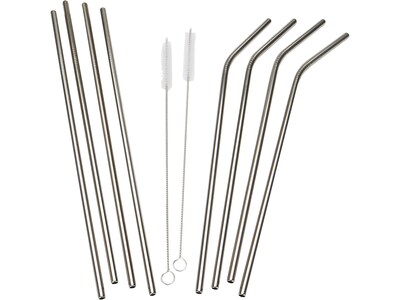 Mind Reader Silver Straws, 10.5, 8/Pack (SSTRAW8-SIL)