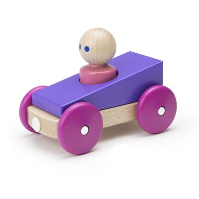 Tegu Magnetic Racer Wood Building Block Set, Purple, Ages 12 months+ (TEGMRBPRP801T)