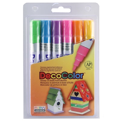 Uchida DecoColor Paint Marker Board Set C, Assorted Colors, 6/Pack (UCH3006C)