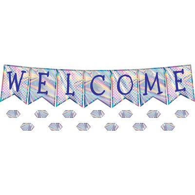 Teacher Created Resources® Iridescent Pennants Welcome Bulletin Board Set, 52/Set (TCR8680)