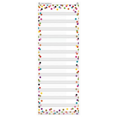 Teacher Created Resources Confetti 14 Pocket Daily Schedule Pocket Chart, 13 x 34 (TCR20330)