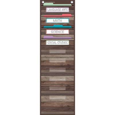 Teacher Created Resources Dark Wood 10 Pocket File Storage Pocket Chart, 14" x 58" (TCR20331)