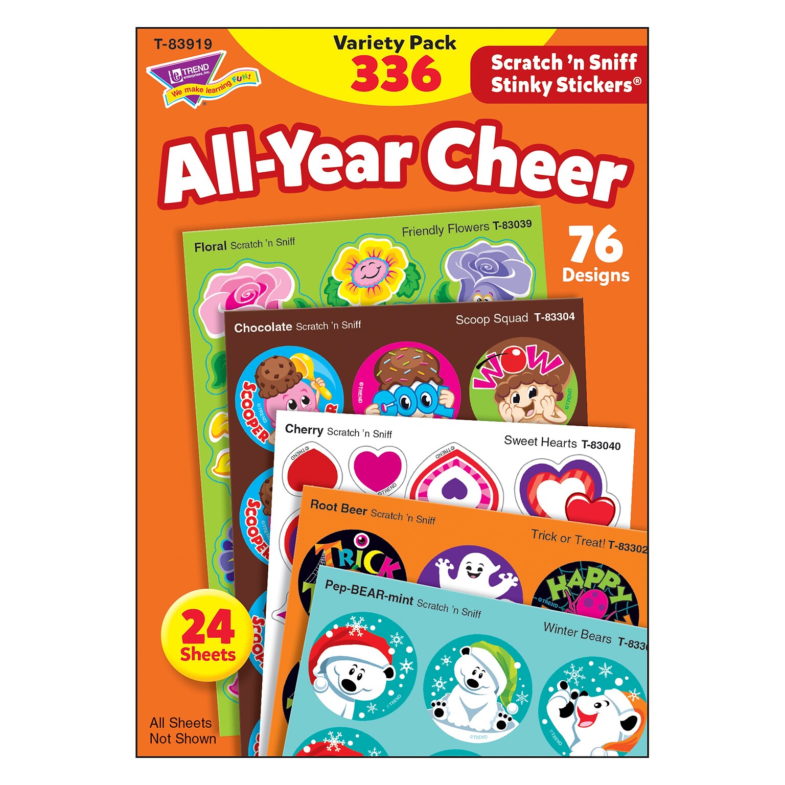 Trend Enterprises Variety Pack Stinky Stickers, All Year Cheer, 336/Pack (T-83919)