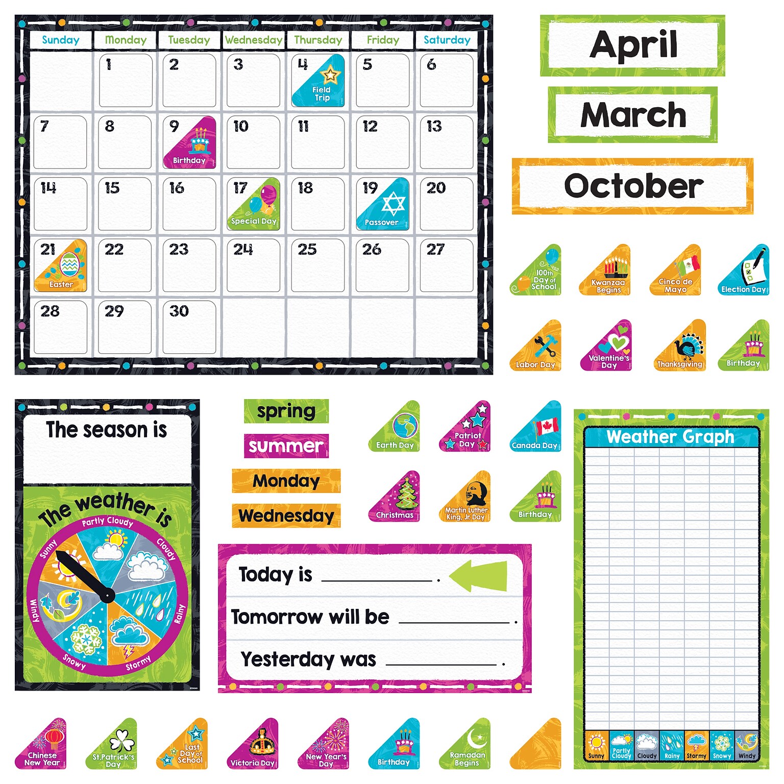 Trend Enterprises® Color Harmony Calendar Bulletin Board Set, 106/Set (T-8430)