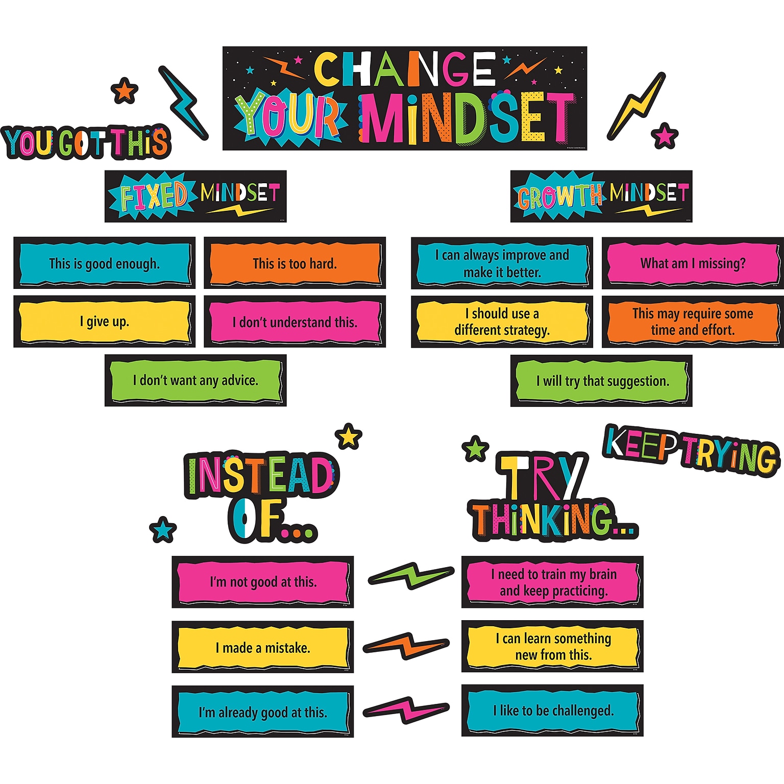 Teacher Created Resources® Change Your Mindset Mini Bulletin Board Set, 47/Set (TCR8883)
