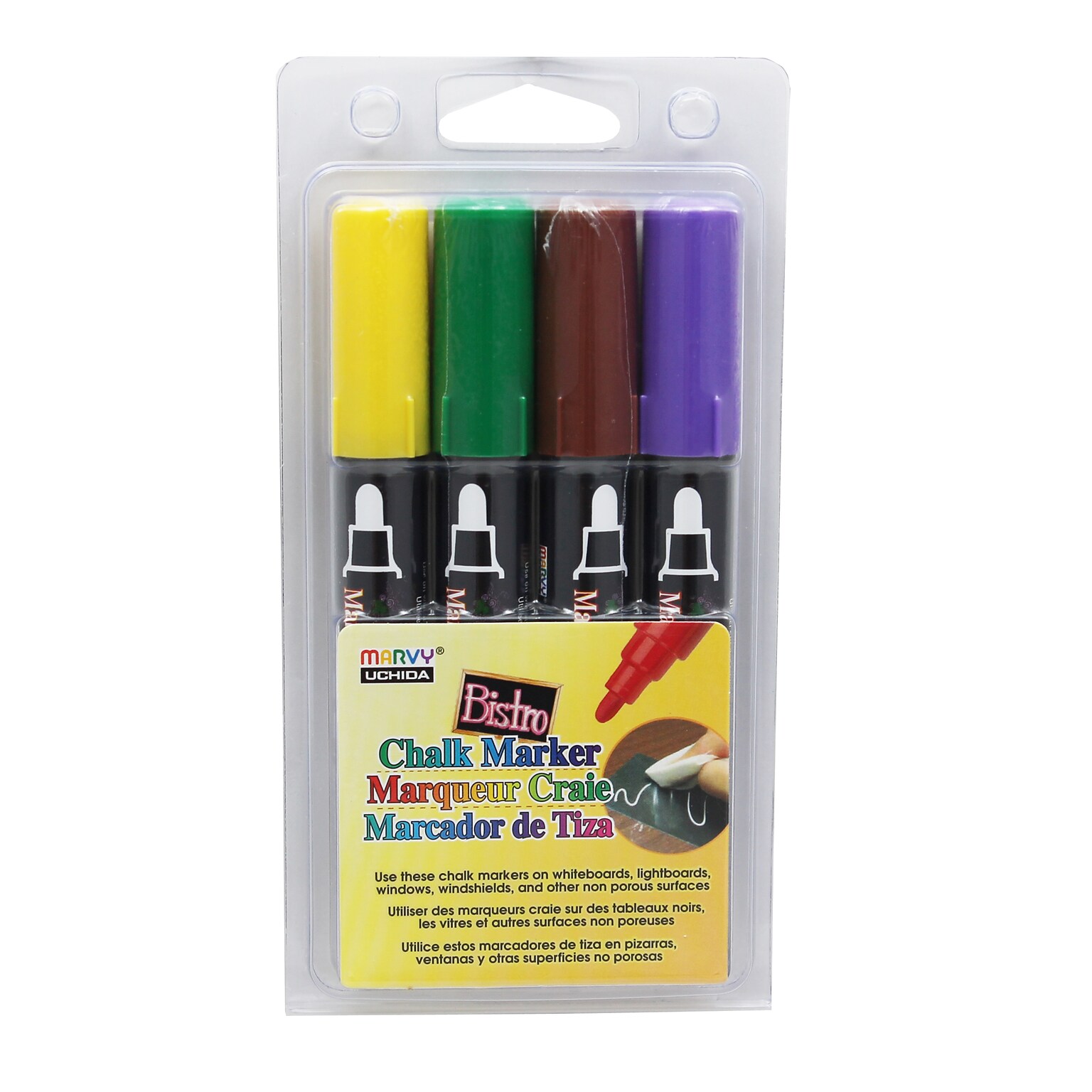 Uchida Chalk Markers, Broad Point, 4/Set (UCH4804D)