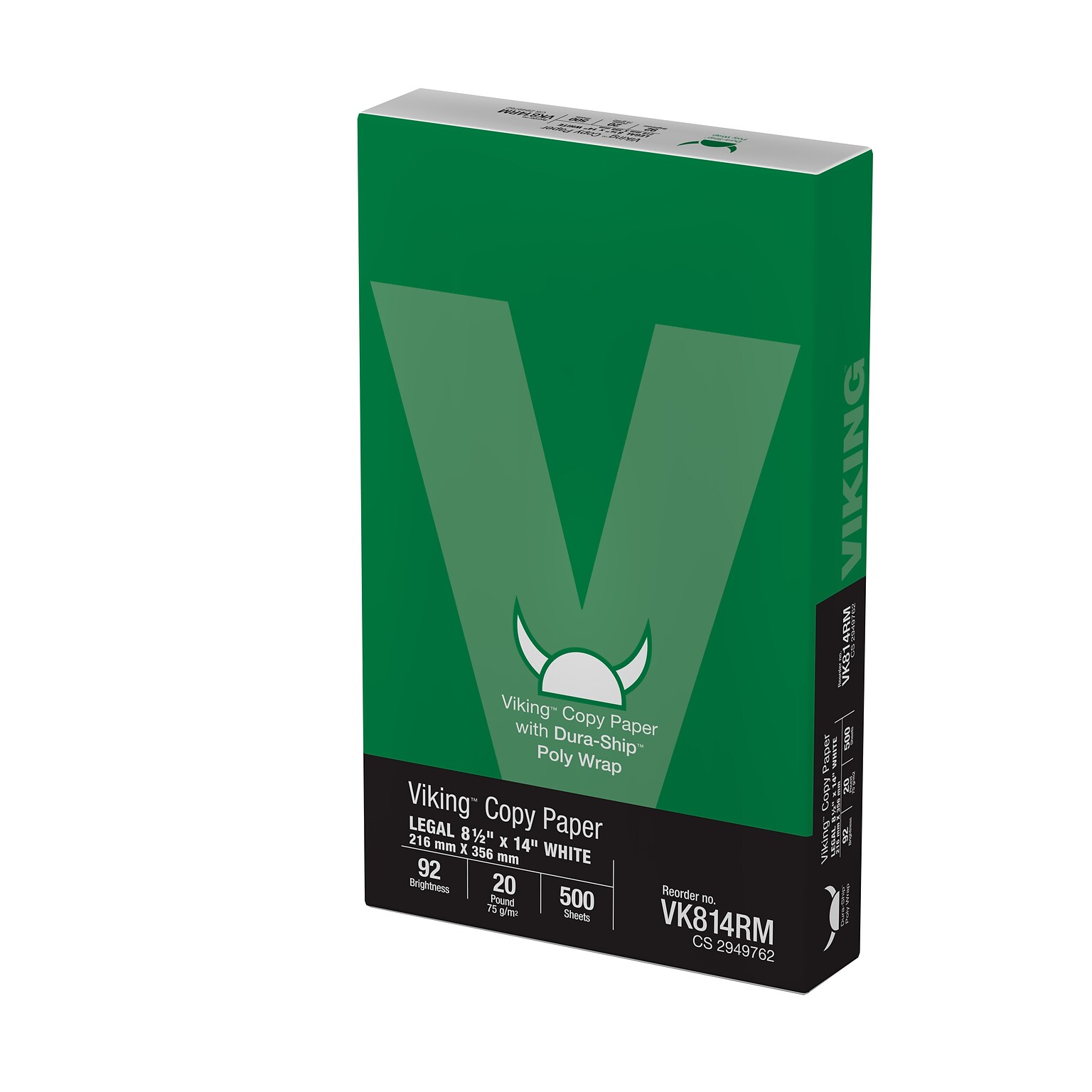 Dura-Ship Viking 8.5 x 14 Poly Wrap Copy Paper, 20 lbs., 92 Brightness, 500 Sheets/Ream (VK814Ream)