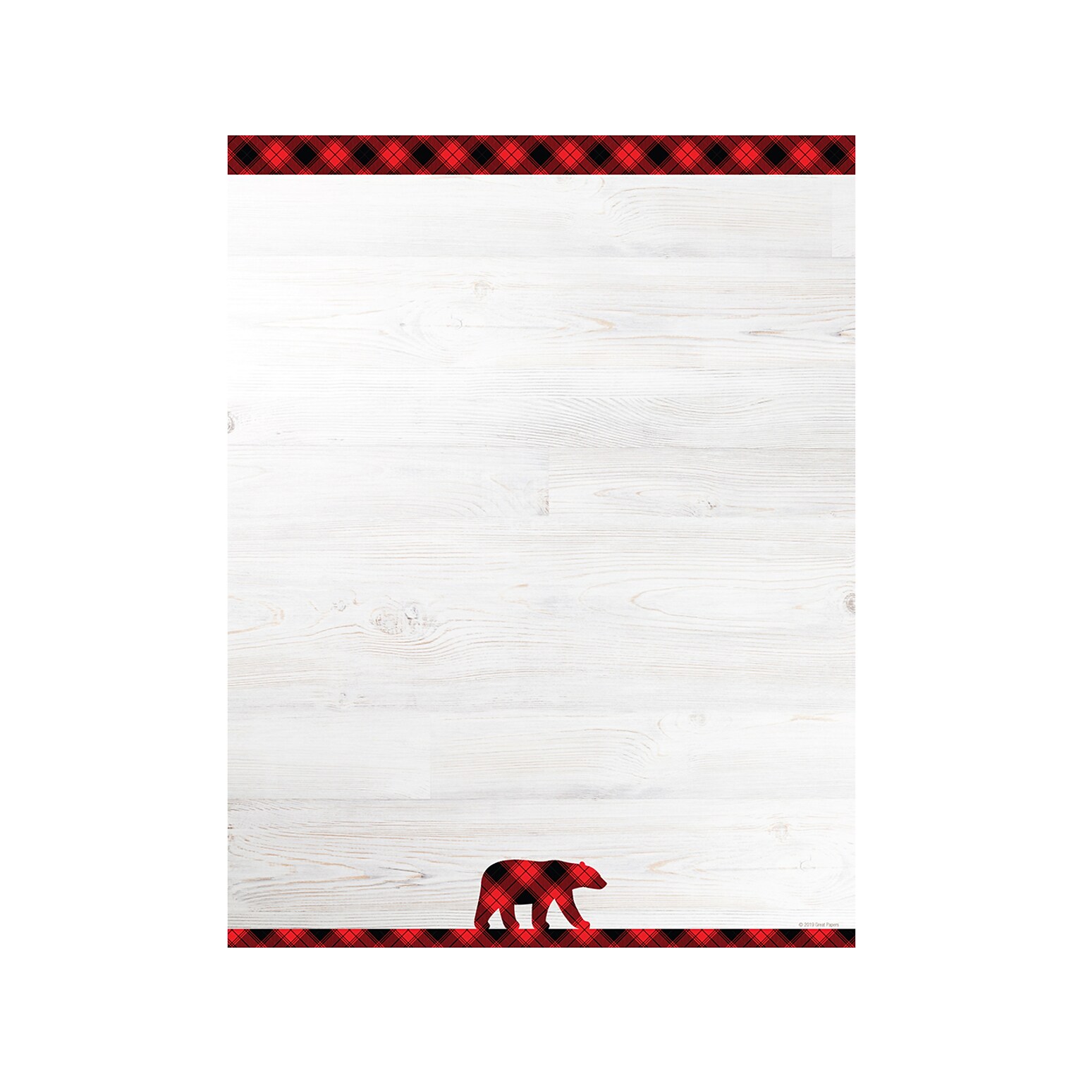 Great Papers! Black Buffalo Plaid Seasonal Letterhead, White, 80/Pack (2019119)