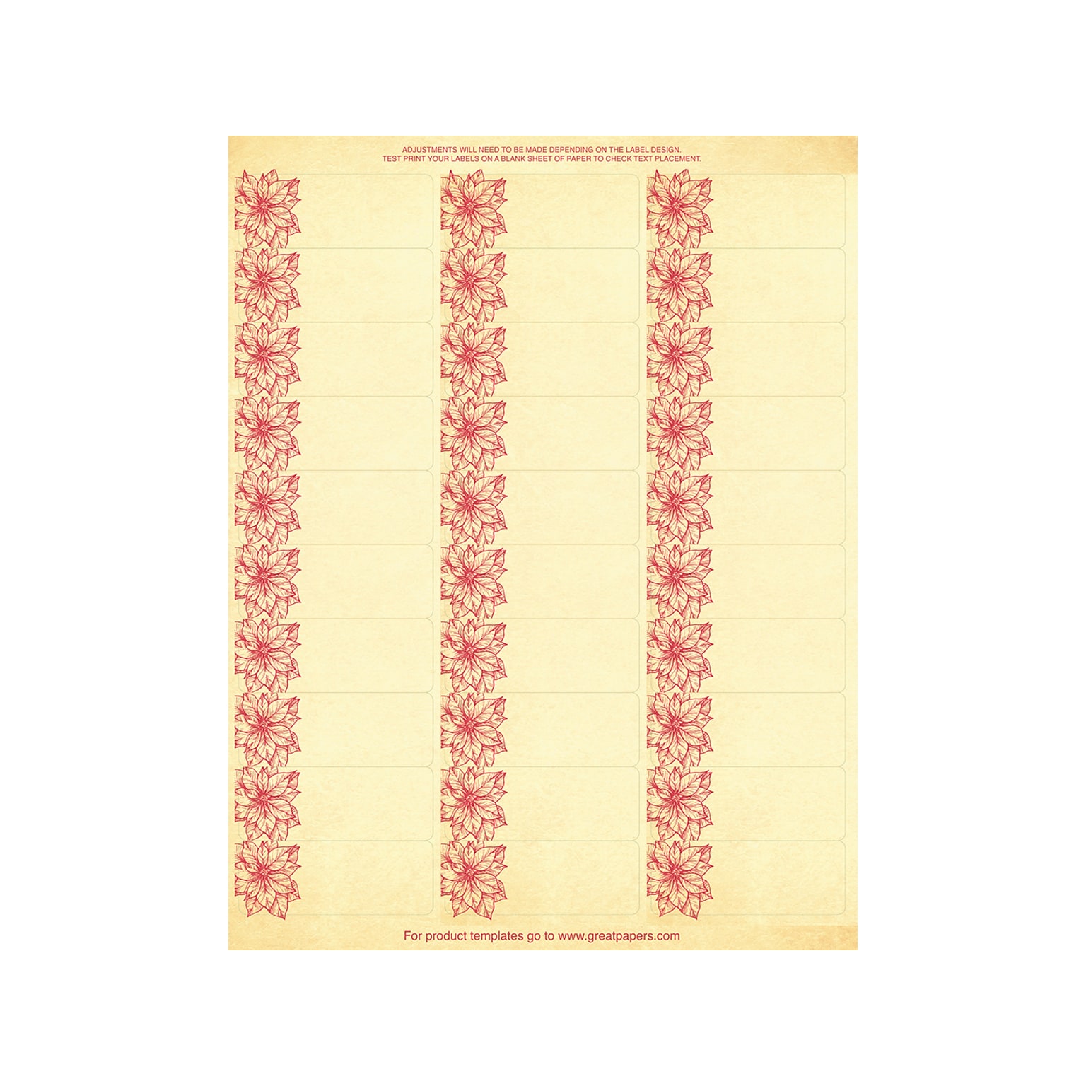 Great Papers! Poinsettia Holiday Address Label, Beige, 120/Pack (2019102)
