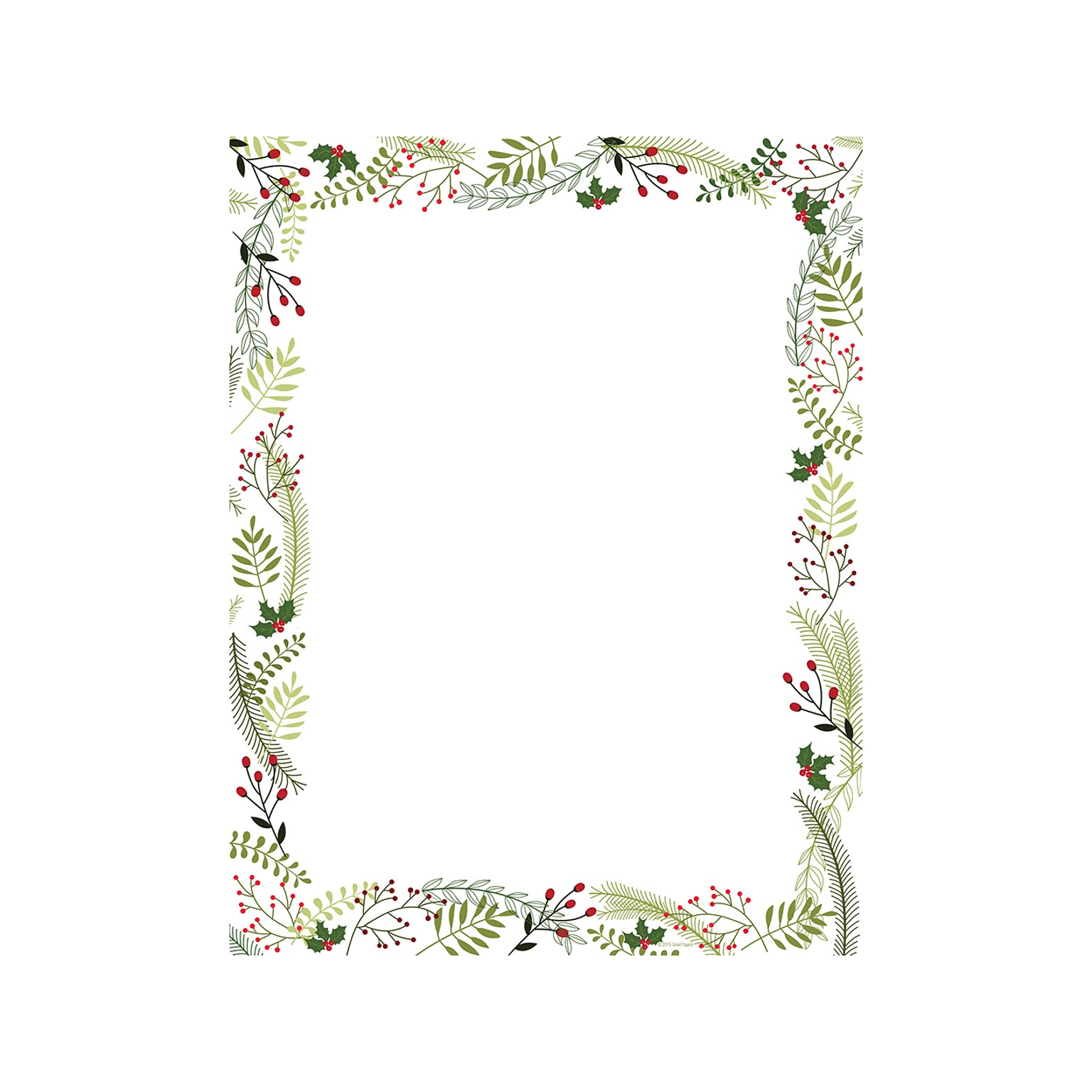 Great Papers! Merry Twigs & Holly Holiday Letterhead, Multicolor, 80/Pack (2019108)