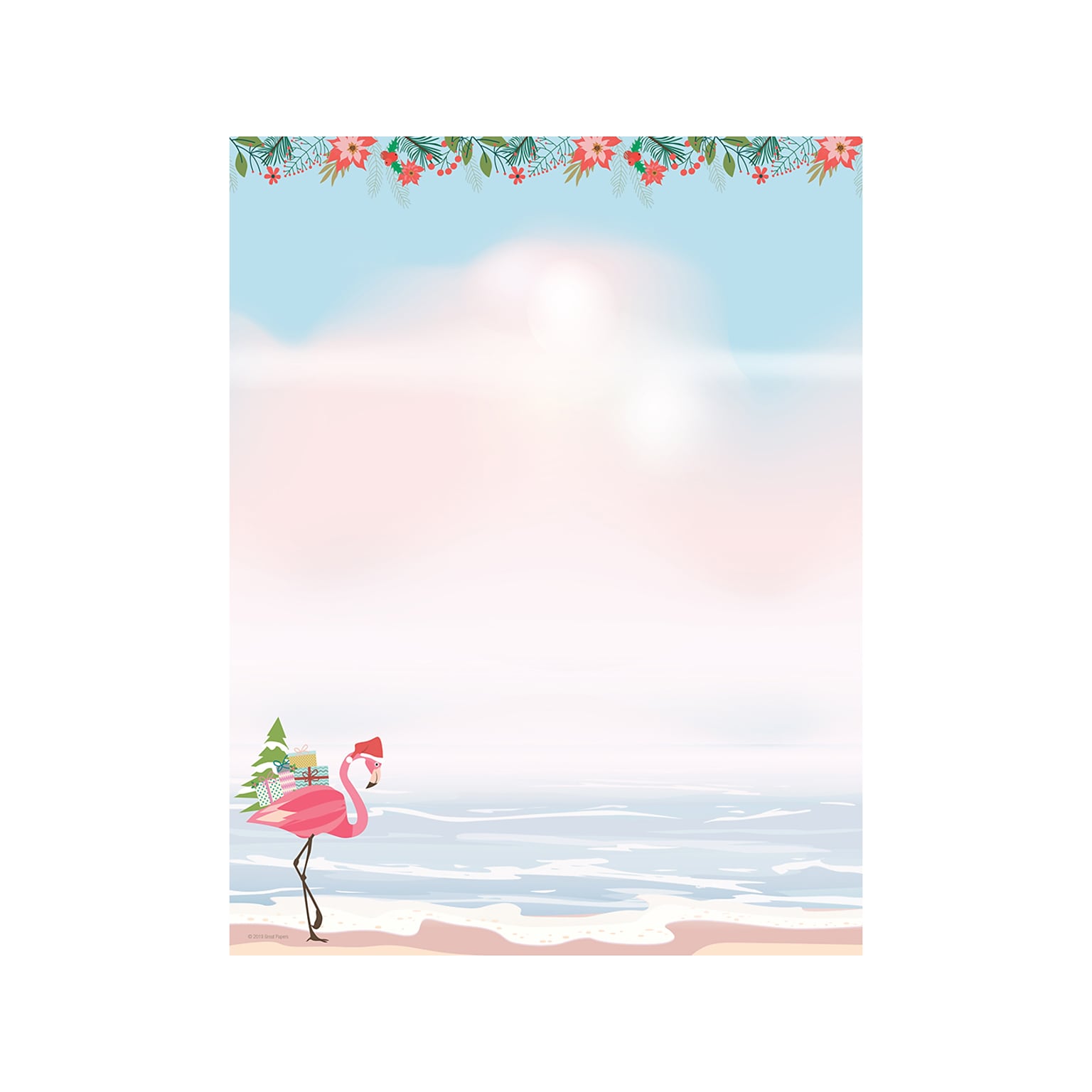 Great Papers! Merry Flamingo Holiday Letterhead, Multicolor, 80/Pack (2019105)
