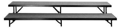 NPS 2 Level Straight Standing Choral Riser, 36W x 60”-66”L x 16H, Grey Carpet (RS2LC-02)