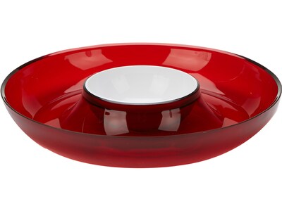 Mind Reader 2.25H x 13Dia. Chips and Dip Bowl Set, Red (DIPCHIP-RED)