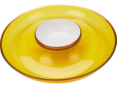 Mind Reader 2.25H x 13Dia. Chips and Dip Bowl Set, Yellow (DIPCHIP-YLW)