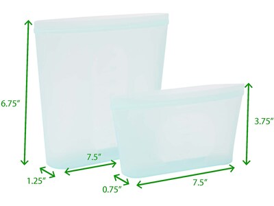 Mind Reader Reusable Silicone Bags, 27.05 oz./10.15 oz., Blue, 2/Set (SSSBAG2-BLU)