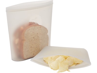 Mind Reader Reusable Silicone Bags, 27.05 oz./10.15 oz., 2/Set (SSSBAG2-CLR)