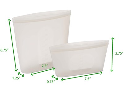 Mind Reader Reusable Silicone Bags, 27.05 oz./10.15 oz., 2/Set (SSSBAG2-CLR)
