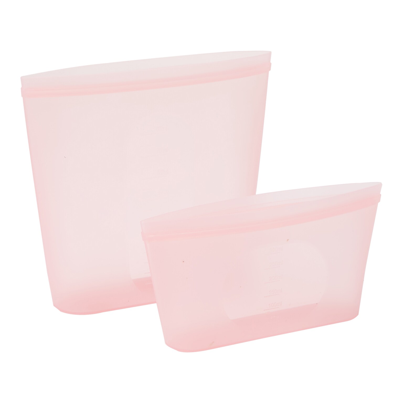 Mind Reader Reusable Silicone Bags, 27.05 oz./10.15 oz., Pink, 2/Set (SSSBAG2-PNK)