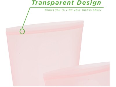 Mind Reader Reusable Silicone Bags, 27.05 oz./10.15 oz., Pink, 2/Set (SSSBAG2-PNK)
