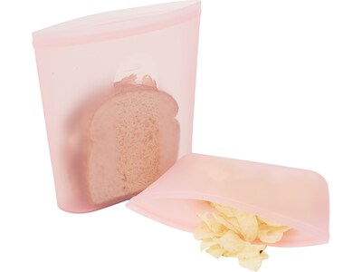 Mind Reader Reusable Silicone Bags, 27.05 oz./10.15 oz., Pink, 2/Set (SSSBAG2-PNK)