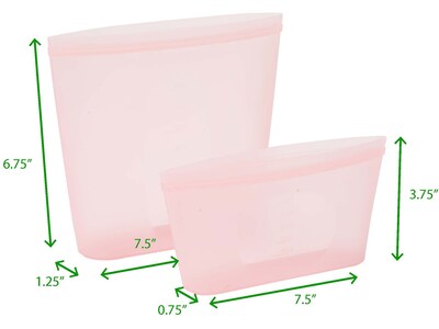Mind Reader Reusable Silicone Bags, 27.05 oz./10.15 oz., Pink, 2/Set (SSSBAG2-PNK)