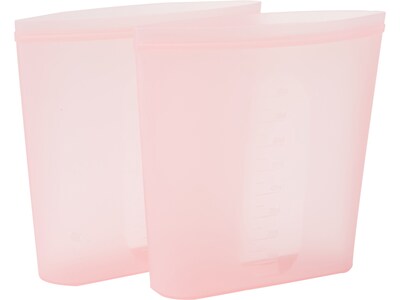 Mind Reader Reusable Silicone Bags, 27.05 oz., Pink, 2/Set (SILSAND2-PNK)