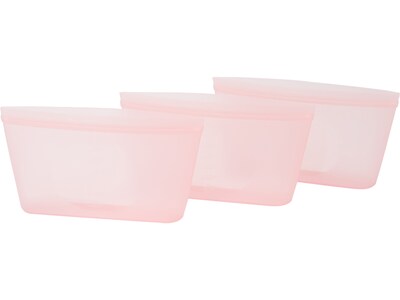 Mind Reader Reusable Silicone Bags, 10.15 oz., Pink, 3/Set (SILSNACK3-PNK)