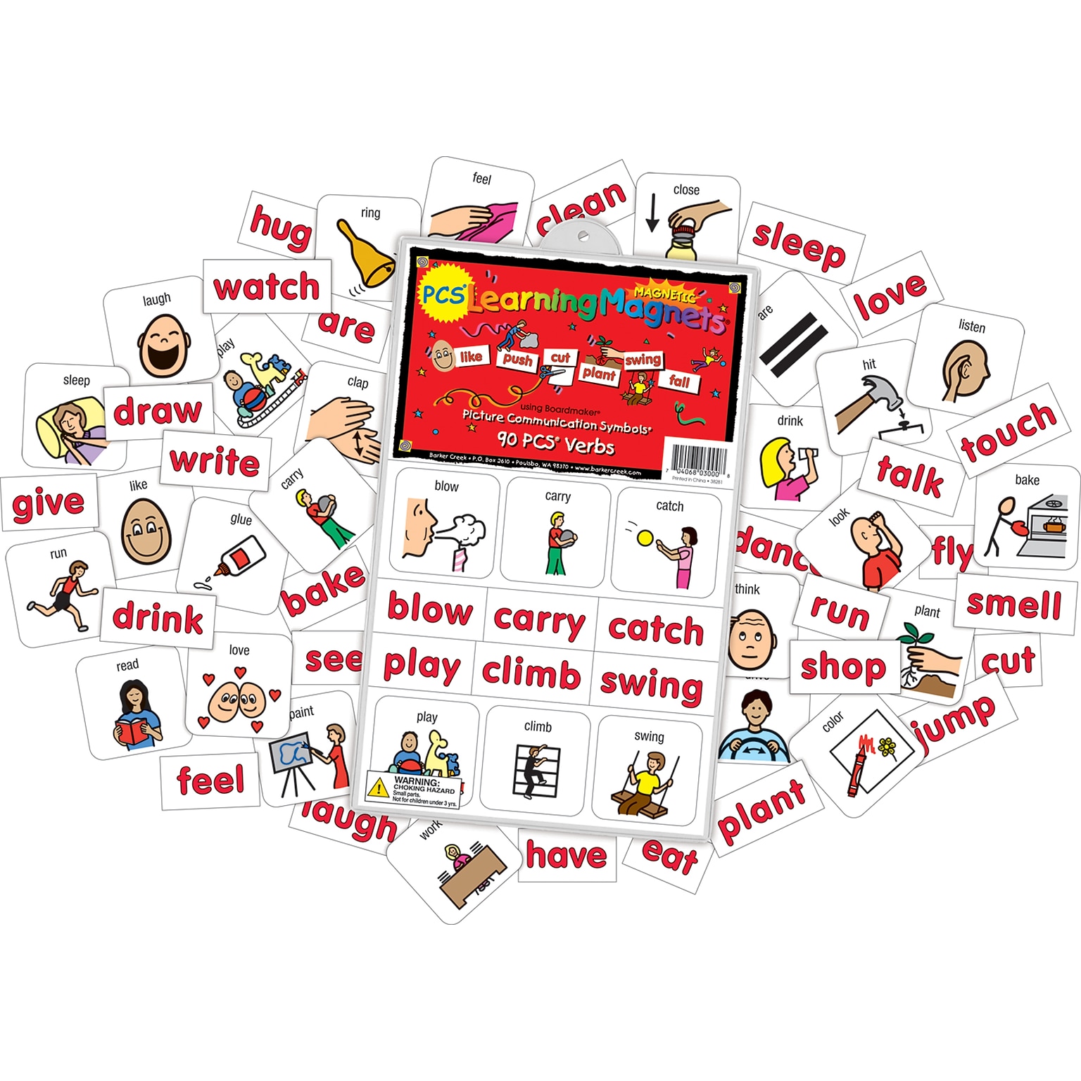 Barker Creek PCS Learning Magnets, 90 Verbs (LM3000)