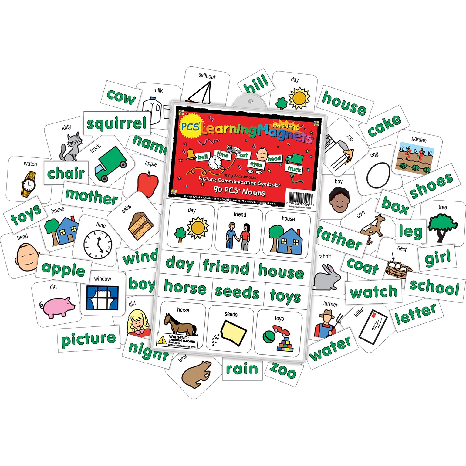 Barker Creek PCS Learning Magnets, 90 Nouns (LM3005)