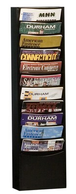 Durham® Steel Literature Rack, 11 Pocket, For 8-1/2W Paper, Black