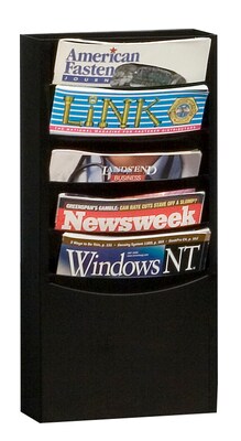 Durham® Steel Literature Rack, 5 Pocket, For 8-1/2W Paper, Black