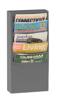 Durham® Steel Literature Rack; 5 Pocket, For 8-1/2W Paper, Grey
