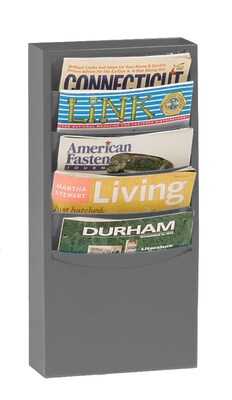 Durham® Steel Literature Rack; 5 Pocket, For 8-1/2W Paper, Grey