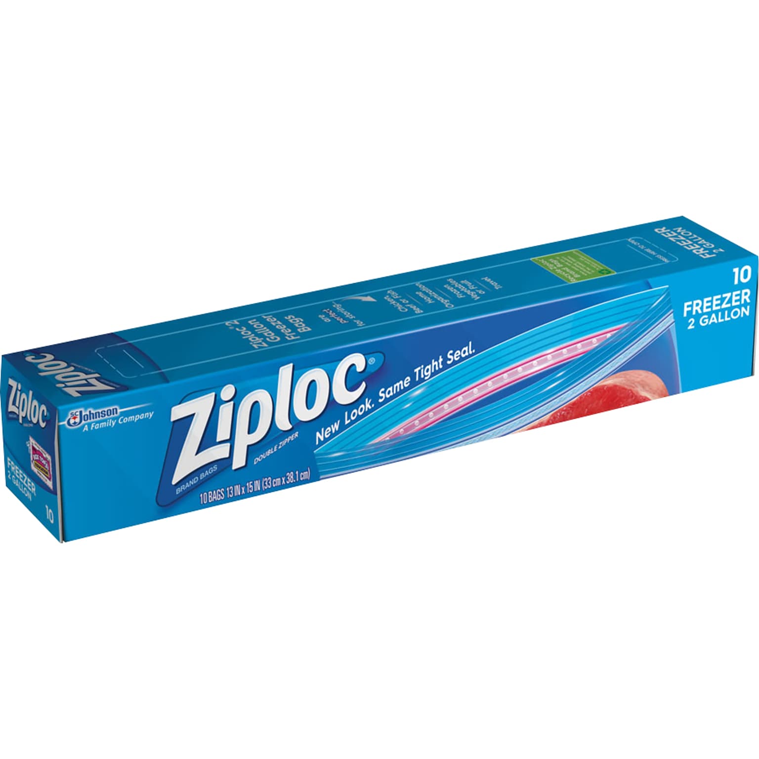 Ziploc Freezer Bags, 2 Gal., 10/Carton (665258)