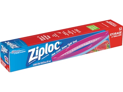 Ziploc Storage Bags, 2 Gal., 12/Carton (314468)