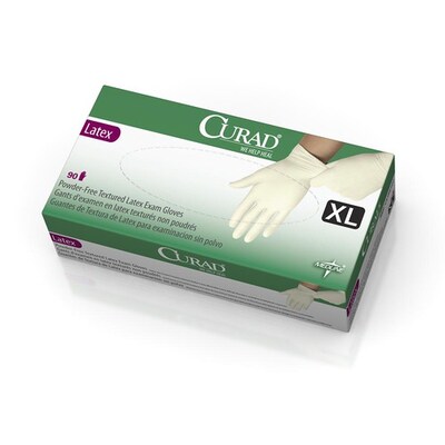 Curad Powder Free Beige Latex Gloves, XL, 90/Box (CUR8107H)