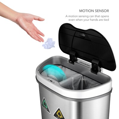 Nine Stars 18.5 Gallon Stainless Steel Motion Sensor Recycle Trash Can (DZT-70-11R)